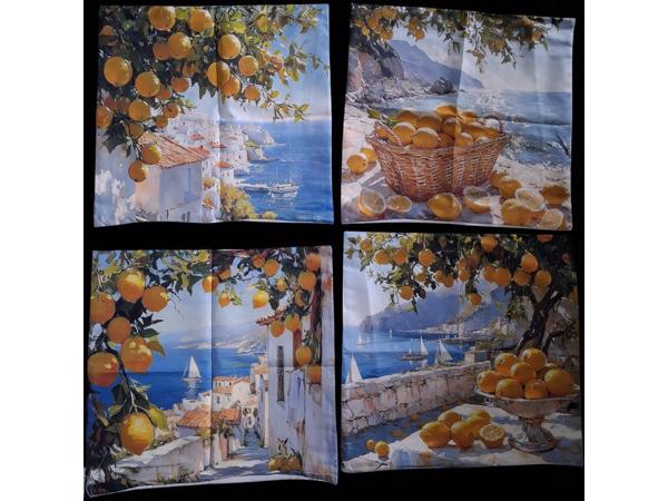 Set van 4 kussenhoezen kustdorp citroenen 45x45cm