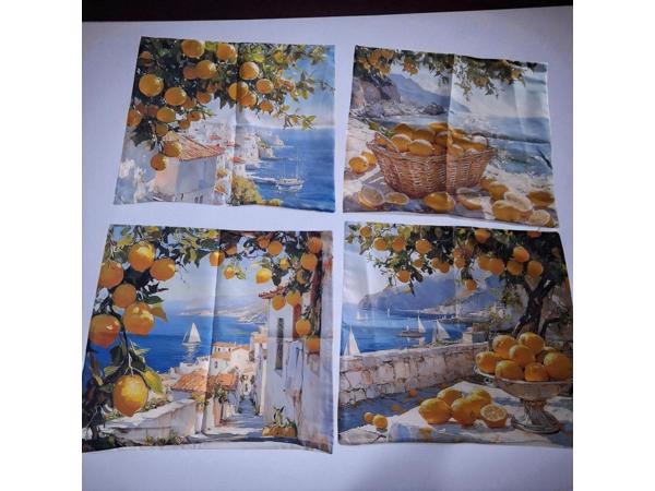 Set van 4 kussenhoezen kustdorp citroenen 45x45cm