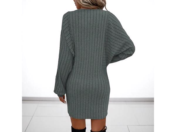 stretchy jurk grijs met pofmouwen XXL
