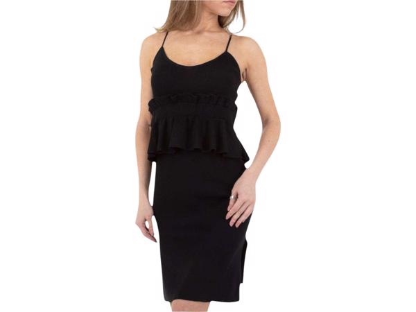 Stretchy ribgebreide jurk zwart S/M