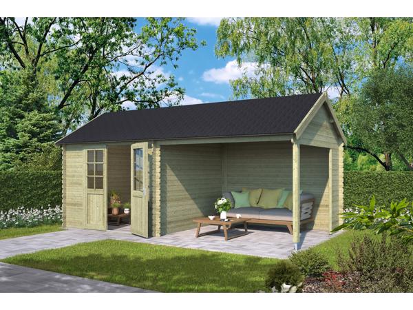 Blokhut met overkapping Fraya 575x275 Onbehandeld vuren