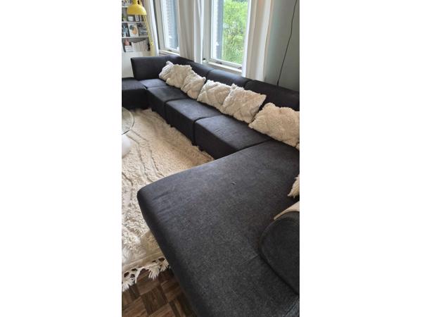 Ruime comfortabele hoekbank (elementen/ zwarte/antraciet stof)