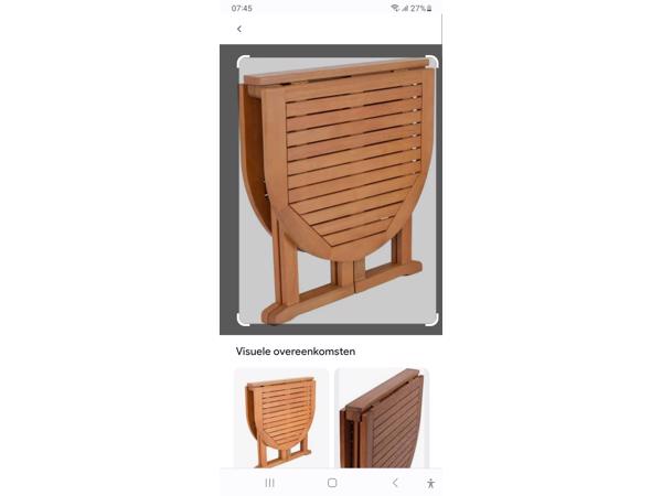 Hardhouten uitklapbaar tafeltje voor op t balkon