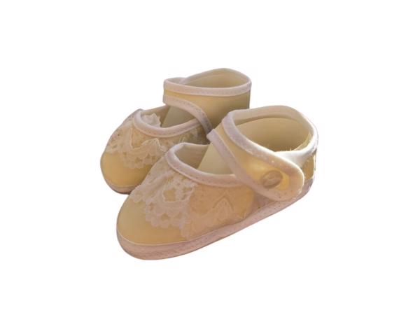 Junior Joy Babyschoenen Newborn Meisjes Geel met wit kant