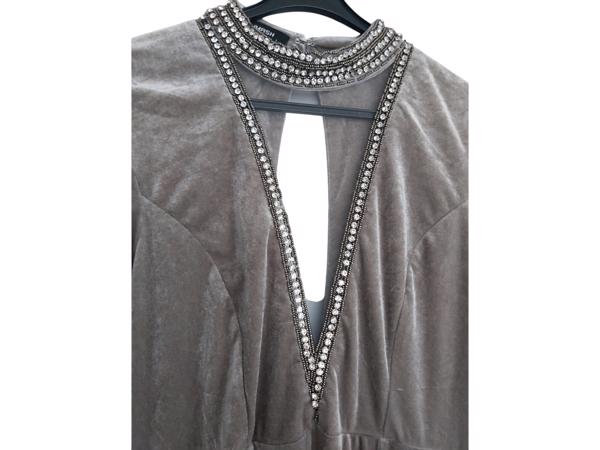 Avond winter jurk grijs met strass L