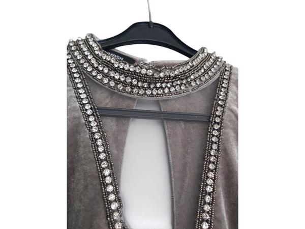 Avond winter jurk grijs met strass L
