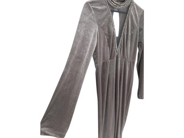 Avond winter jurk grijs met strass L