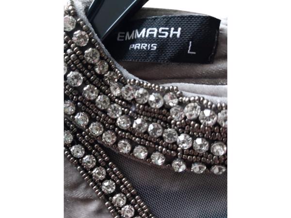 Avond winter jurk grijs met strass L