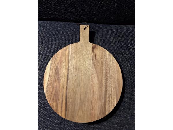 Houten serveerplank borrelplank rond 30 cm met handgreep