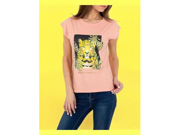 Glo-story t-shirt roze tijger S/36