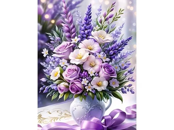 nr 20 Diamond Painting paars boeket 50x40cm (vierkant)