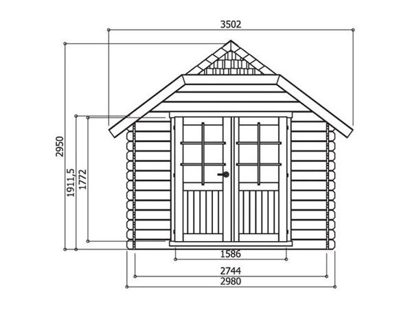 Tuinhuis-Blokhut Limerick: 2980 x 3880mm