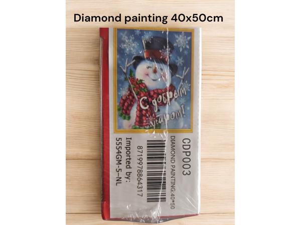 Kerst - sneeuwpop - diamond painting 50x40cm