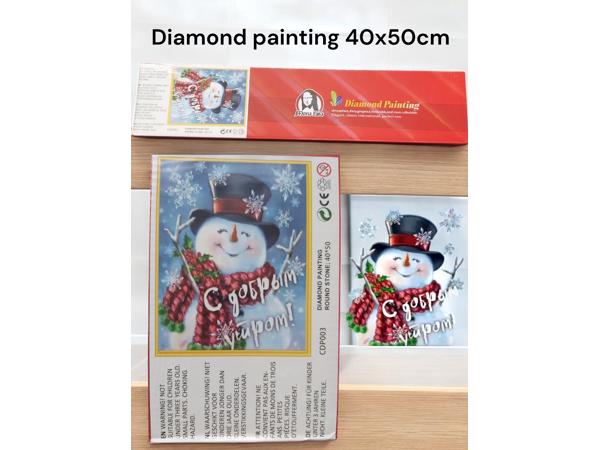 Kerst - sneeuwpop - diamond painting 50x40cm