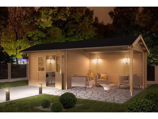 Blokhut met overkapping Maribel 680x300 onbehandeld Vuren