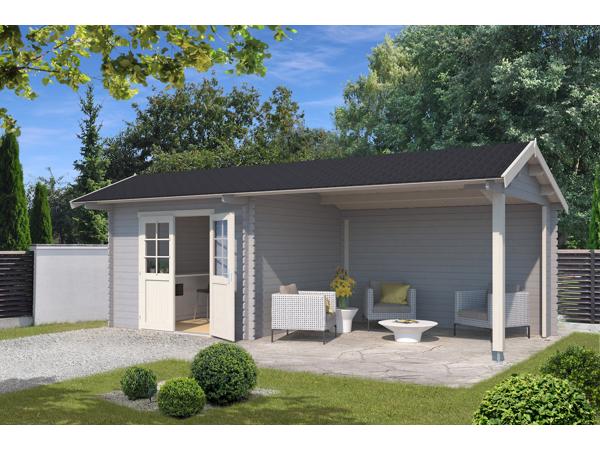 Blokhut met overkapping Maribel 680x300 onbehandeld Vuren