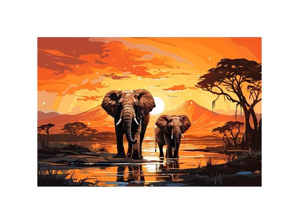 50x40cm Diamond painting olifanten (vierkant) nr 61