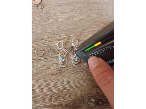 vintage design oorbellen 925 met echte aquamarijn steen