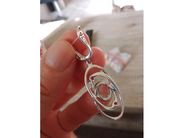 vintage design oorbellen 925 met echte aquamarijn steen