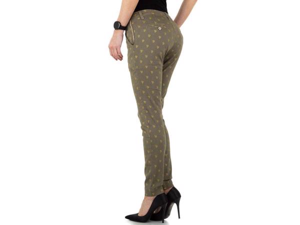 Place du Jour bedrukte broek met gouden cactus opdruk khaki