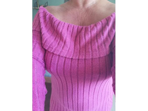 Offshoulder jurk roze XXL