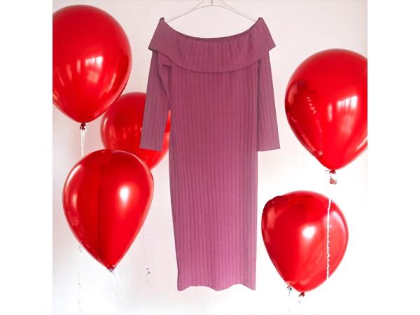 Offshoulder jurk roze XXL