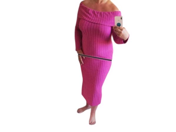 Offshoulder jurk roze XXL