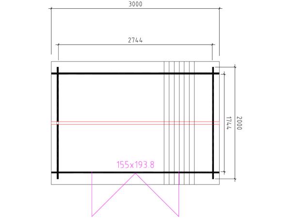 Blokhut 3020L met lessenaarsdak