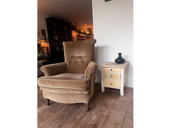 Vintage fauteuil oker rib goede staat