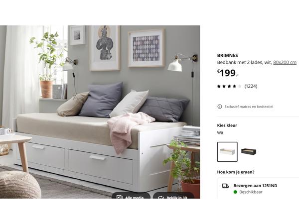 Gratis 1-2 Persoons Bedbank Uitklapbaar | Brimnes