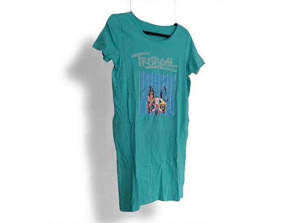 Shirt jurk tropical dog turquoise S