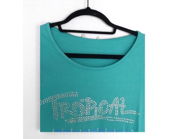 Shirt jurk tropical dog turquoise S