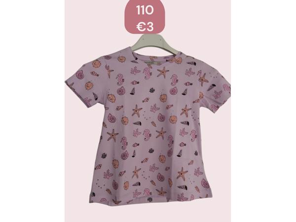 Glo-Story t-shirt zee schelpen lila paars 110