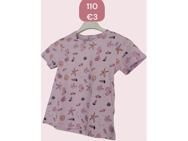 Glo-Story t-shirt zee schelpen lila paars 110