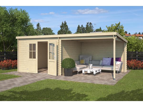 Blokhut met overkapping Orlando 581x292 Onbehandeld vuren