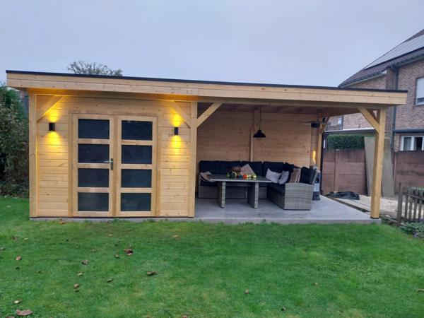 Vuren Topvision Bosuil, 300 x 300 en luifel 400 cm, onbehand