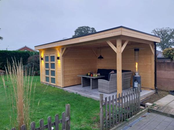 Vuren Topvision Bosuil, 300 x 300 en luifel 400 cm, onbehand