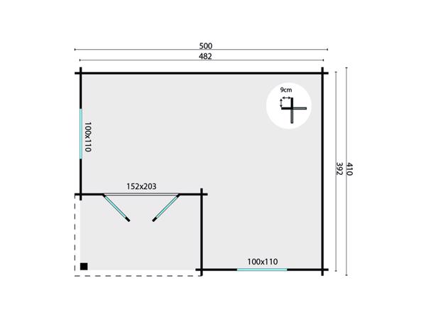 Blokhut - Tuinhuis Johan | 34 mm | vuren onbehandeld