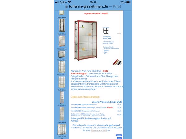 vitrinekast, met dubbele deuren, stofvrij, 10 stuks halogeen