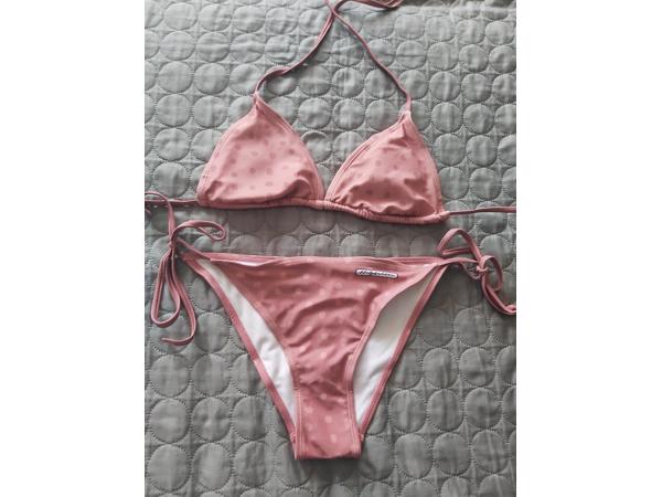 Tweedelige bikini oudroze stippel L