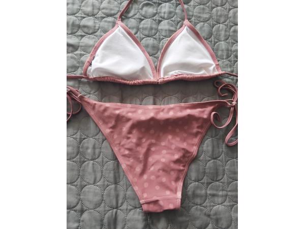 Tweedelige bikini oudroze stippel L