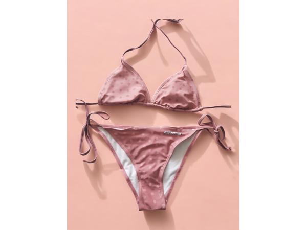 Tweedelige bikini oudroze stippel L