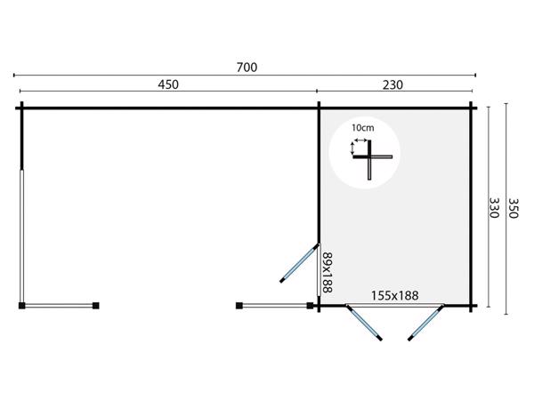 Blokhut - Tuinhuis Kukka | 40 mm | vuren onbehandeld