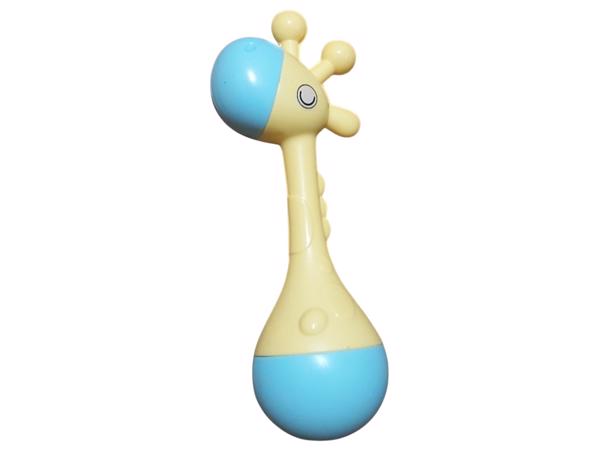 Giraf rammelaar geel blauw