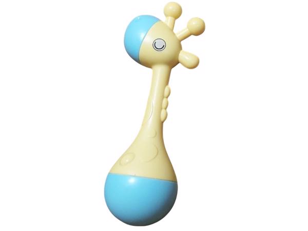 Giraf rammelaar geel blauw