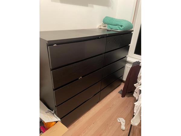 Zwarte Ikea ladekasten 2x