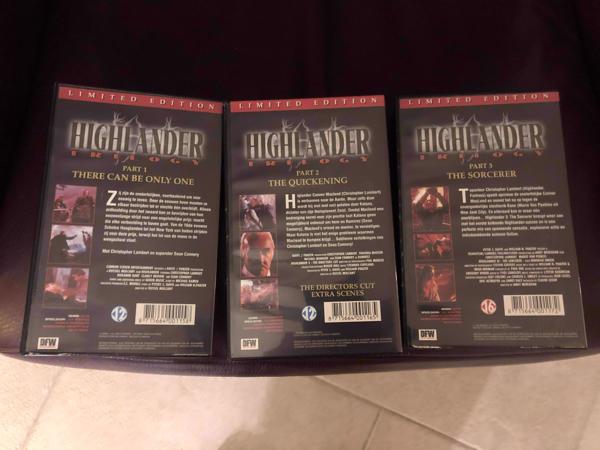VHS Highlander deel 1 deel 2 deel 3 limited edition