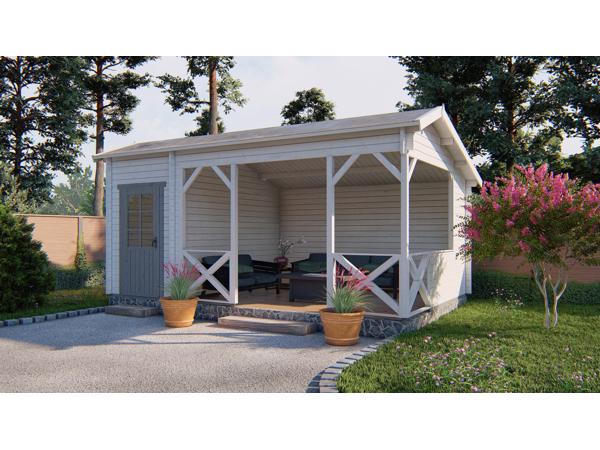 Tuinhuis-Blokhut Selma met overkapping: 578 x 350 x 279(h) c