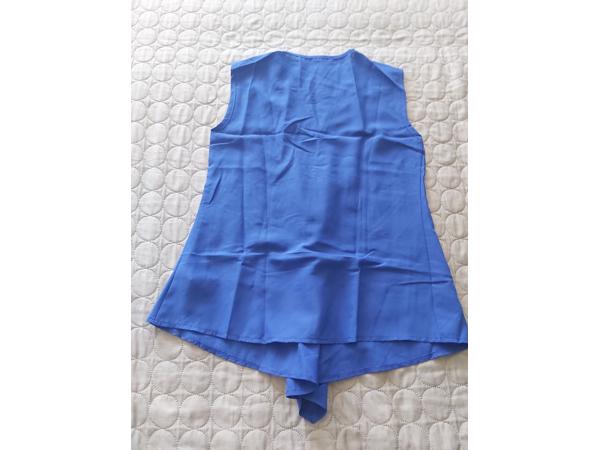 Luchtig mouwloos effen shirt cobalt blauw S