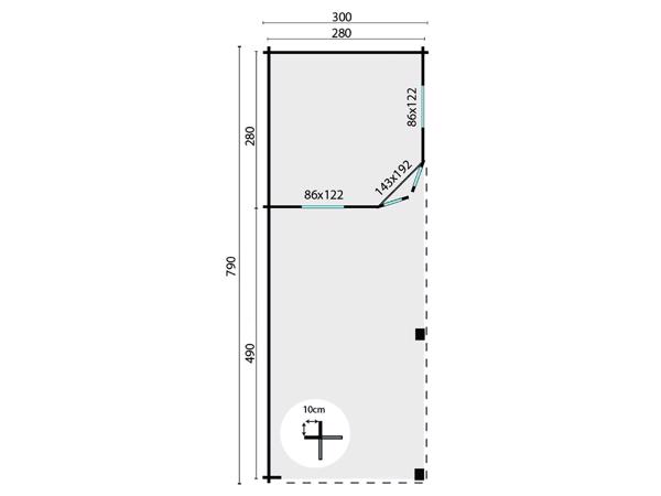 Blokhut - Tuinhuis Bertil | 44 mm | vuren onbehandeld